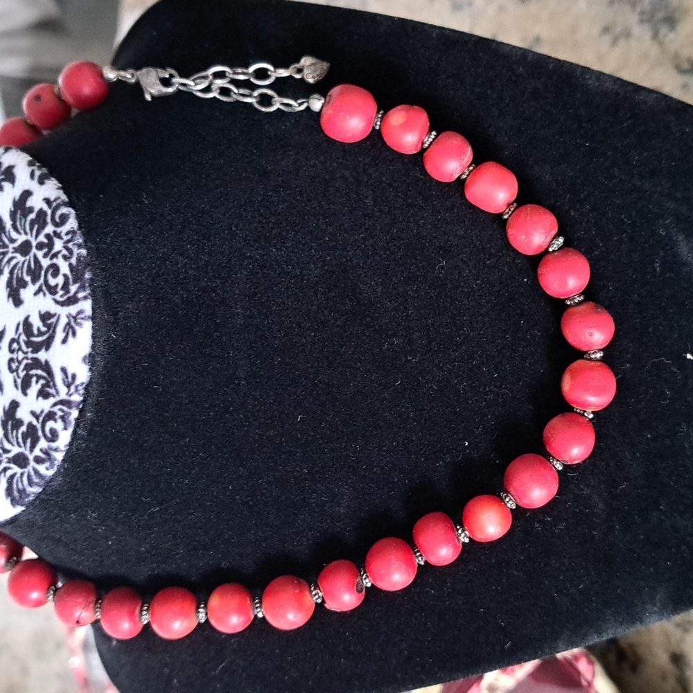 Red coral necklace bought in off 5th Avenue store more than 10 years ago used on